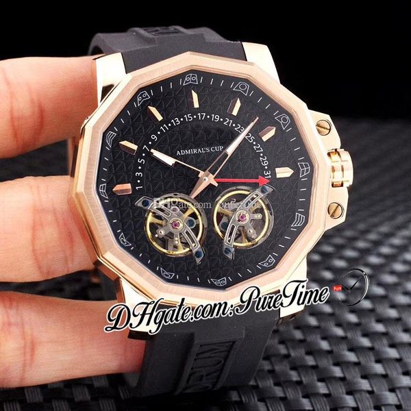 

new admiral's cup seafender 753.231.91 tourbillon automatic mens watch rose gold black dial black rubber strap watches puretime e35c3, Slivery;brown