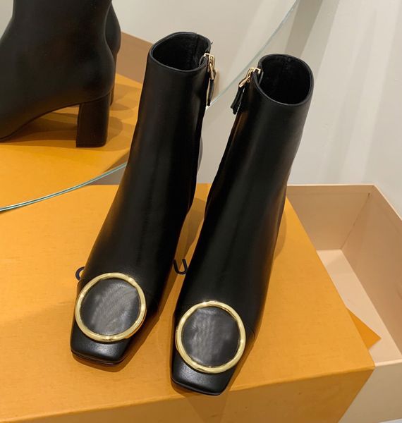 

2019 brand real leather women boots shoes woman heels short autumn winter ankle boots booties sapatos femininos zapatos mujer, Black