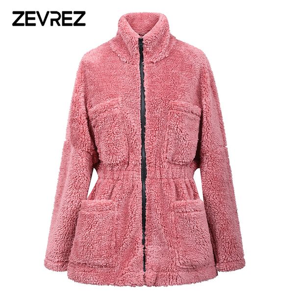 

2018 new fashion autumn winter female coat front zipper pocket women's outerwear warm coat open stitch casual jacket s- zevrez, Black;brown