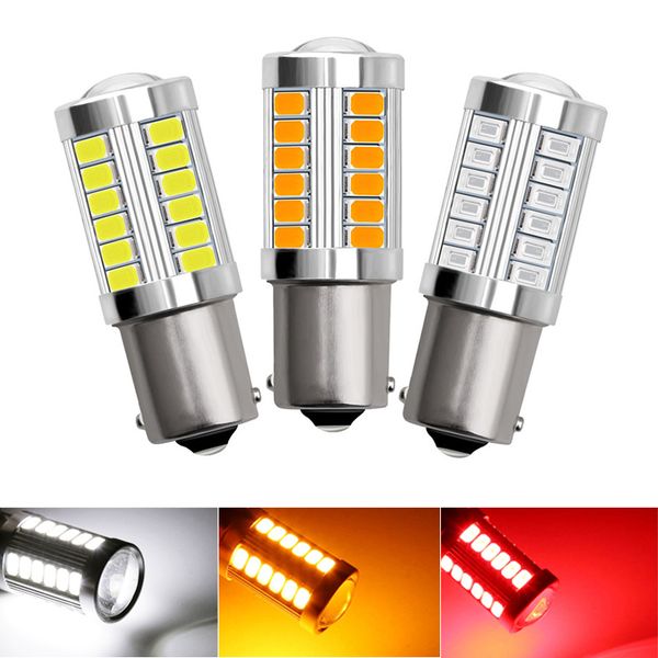 

2pcs car signal light 1156 ba15s baus15s p21w led turn brake tail lamp 33smd 5730 led auto rear reverse bulb r5w