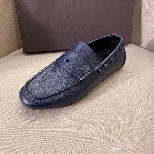 

men's driving shoes 2019 classical fashion casual flats comfortable leather shoes genuine leather blue, Black