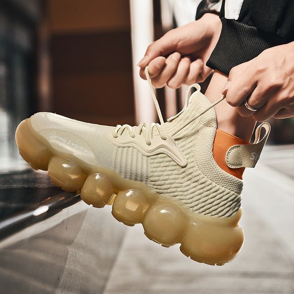 

air cushion sneakers women men knit upper breathable sport shoes sock boots woman chunky shoes high tennis for men