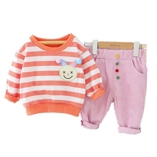 

новая весна осень детская одежда детские мальчики девочки полосатый мультфильм t shirt брюки 2pcs / наборы kid младенческая одежда малышей t, White