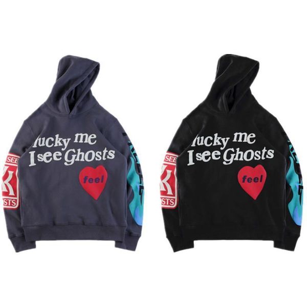 

men's hoodie kanye album fashion trend light luxury popular kids see ghosts e hoodie graffiti sweatshirt hoodie, Black