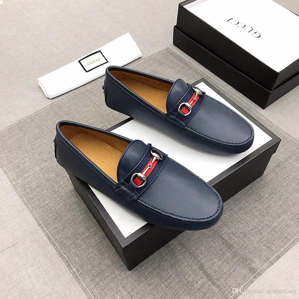 

black blue new designer classic handmade loafers men dressing shoes platform shoes gift mocassin metal button leather
