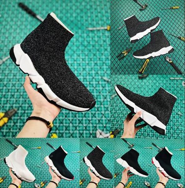 

2019 дизайнеры обуви Fashion Luxurys Женщины Мужчины Speed ​​Trainer off Red Тройной Черный Плоски