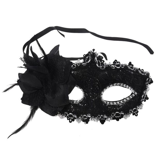 

lber flower mask masquerade costume prop black halloween fancy dress ball party