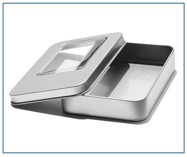 

11.5x8.5x2.2cm tin container storage box rectangle metal boxes with window packaging transparent gifts for jewelry card candy lin4776