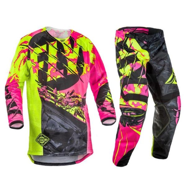 

fish motocross racing suit jersey pants set combo moto atv bmx mx off-road downhill riding gear set men black red yellow