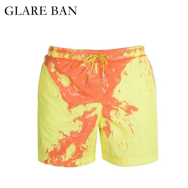 

100%polyester changes color swimsuit men swimwear beach shorts men 2020 men's swimming trunks for man slip gay swim suit sexy, White;black