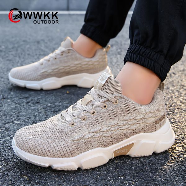 

wwkk light weight running shoes for men autumn comfortable anti slip lace-up male shoes outdoor walking trekking sneakers men