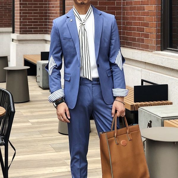 

2020 autumn split joint design trend leisure time personality false two paper man's suit male, White;black