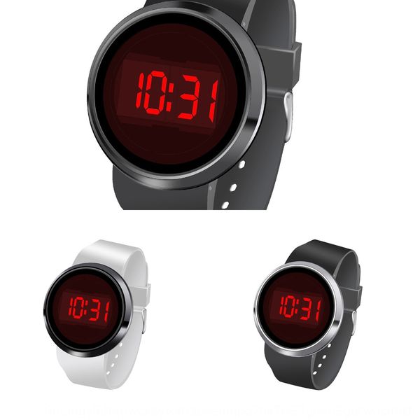 

business casual led round touch screen men's alloy fashionable electronic watch led electronic couple watch, Blue