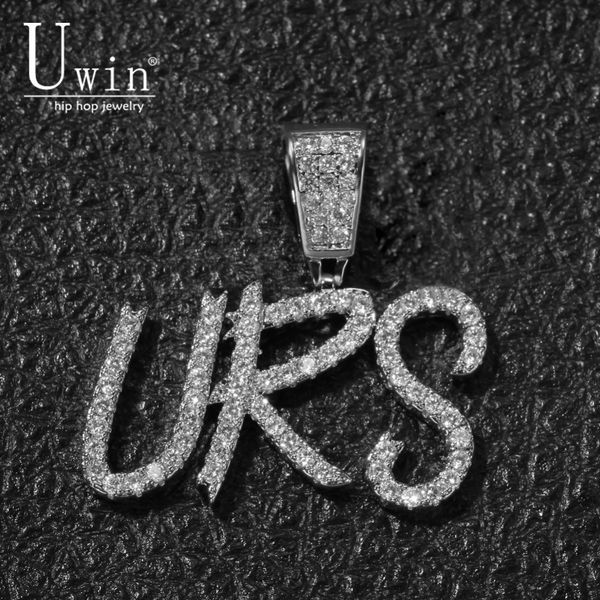 

uiwn name brush font necklace customize pendant commission full iced out for men hiphop jewelry gift, Silver
