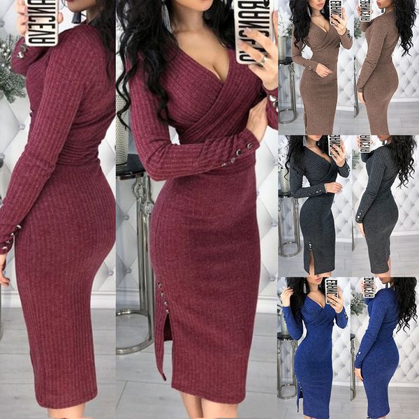 long sleeve bodycon sweater dress