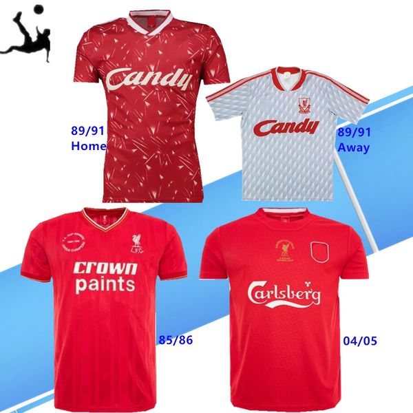 

04 05 final i tanbul retro occer jer ey 8 gerrard 2005 micer alon o hamann champion football hirt vintage 89 91 maillot 1985 86 alah