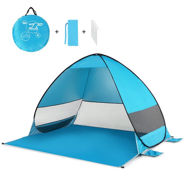 

automatic pop up beach tent cabana portable upf 50+ sun shelter camping fishing hiking canopy tents outdoor camping