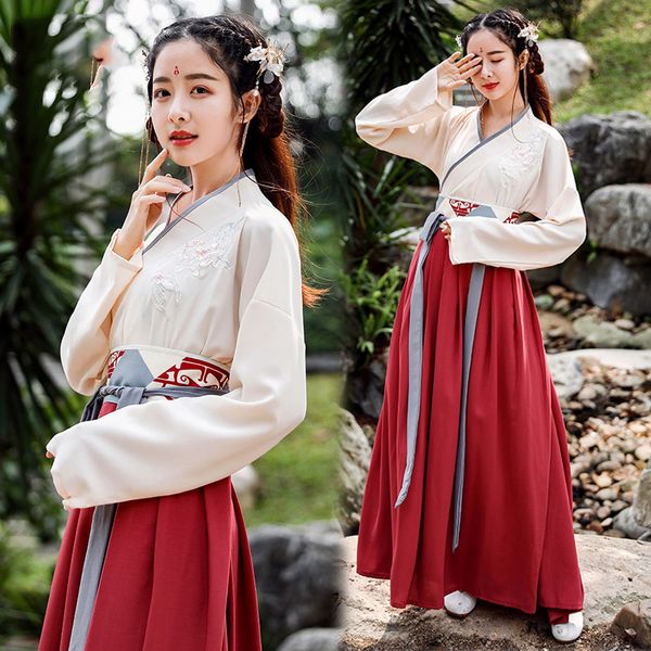 

woman hanfu dress chinese folk dance costumes oriental qing tang suit dynasty national fairy princess pgraphy dress dl4460, Black;red