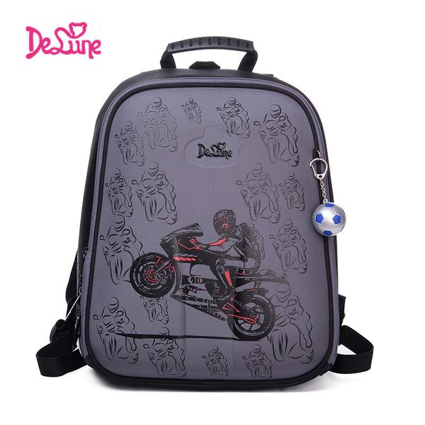 

delune 2019 cartoon children school backpack for boys orthopedic backpack children's school bag motorcycle safe t200114