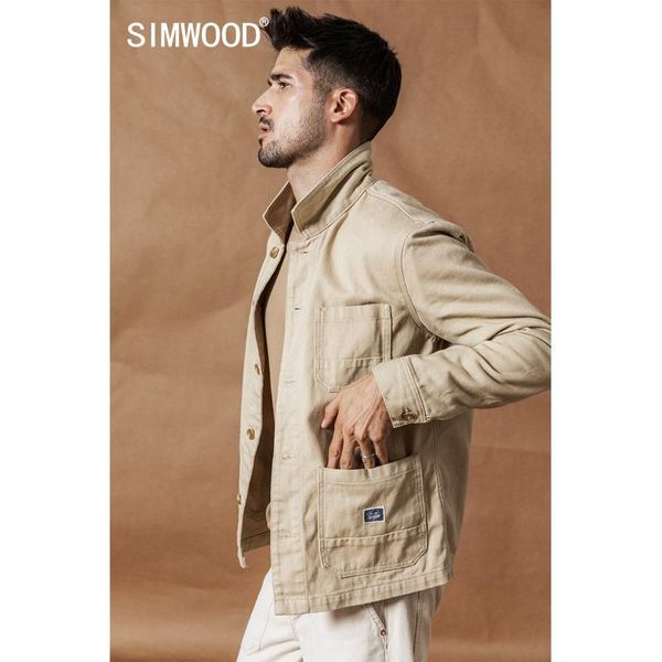 

simwood 2020 осень новый грузовой куртка мода 100% хлопок куртки высокого качества верхней одежды бренда одежды плюс размер пальто si980592, Black;brown