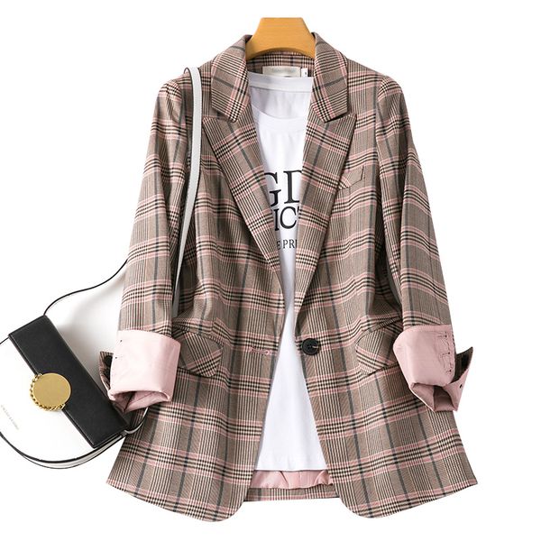 

women's plaid suit jacket female spring korean loose casual work suit thin women vintage blazers jackets blazer feminino, White;black