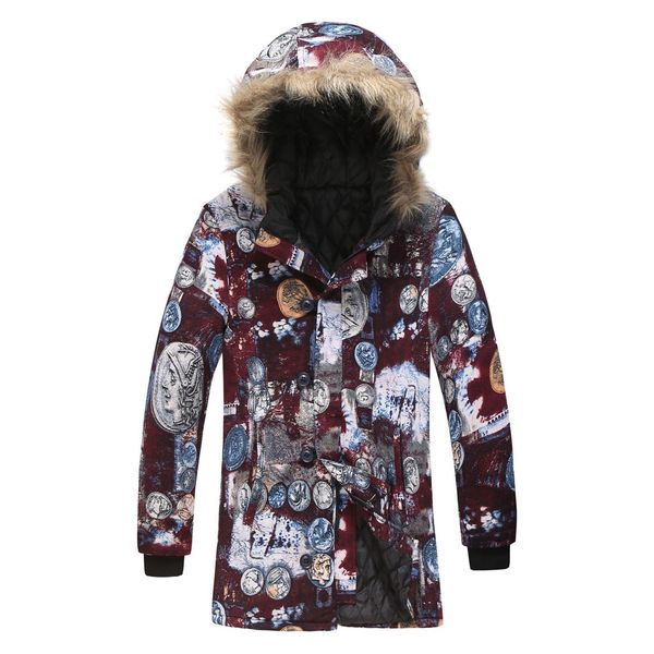 

winter jacket men waterproof 2019 parka homme hiver mens winter parkas floral print hooded pockets vintage oversize coats#g3, Black