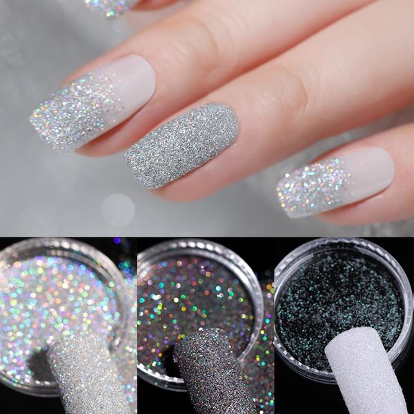 

gradient shiny nail glitter set powder laser sparkly manicure nail art chrome pigment silver diy art decoration kit, Silver;gold