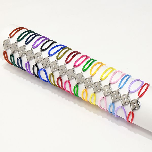 

горячий продаем большой бренд простого нержавеющей стали красочность канат браслет для женщин тканого браслета клевера цветок шарм ювелирных, Black