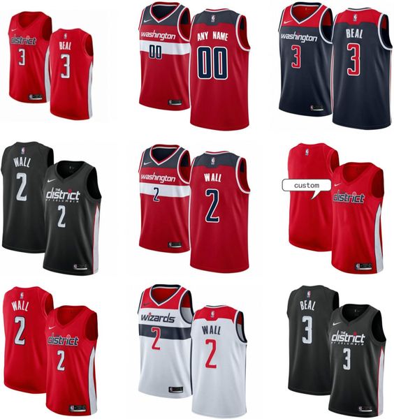 

jersey ncaa mens womens youth washington 3 bradley beal john 2 wall customwizards navy white black red nba basketball jerseys