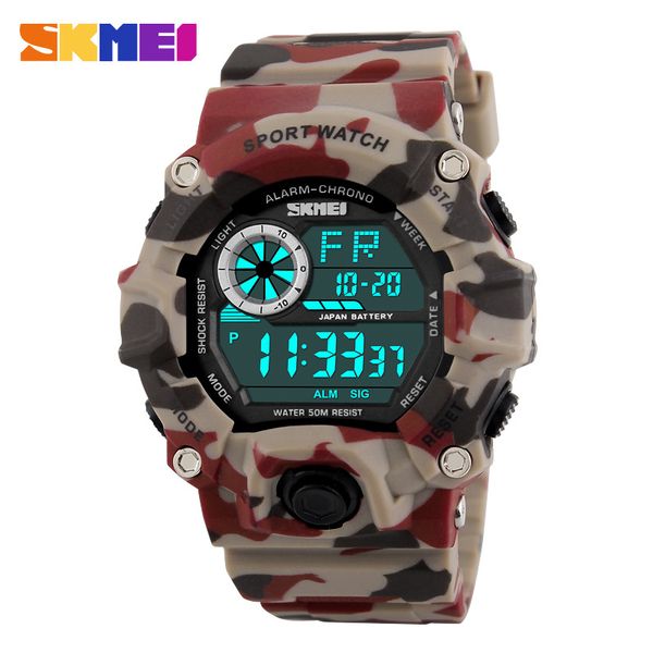 

skmei g style men sports watches chronograph military digital wristwatches camouflage shock resistant montre homme erkek saat ly191213, Slivery;brown