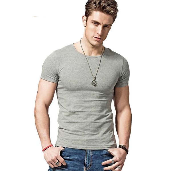 

Januarysnow Fashion Hot Summer Men T-shirts Solid Color Slim Fit Short Sleeve T Shirt Mens New O-neck Tops TShirt Brand Clothing MTS291