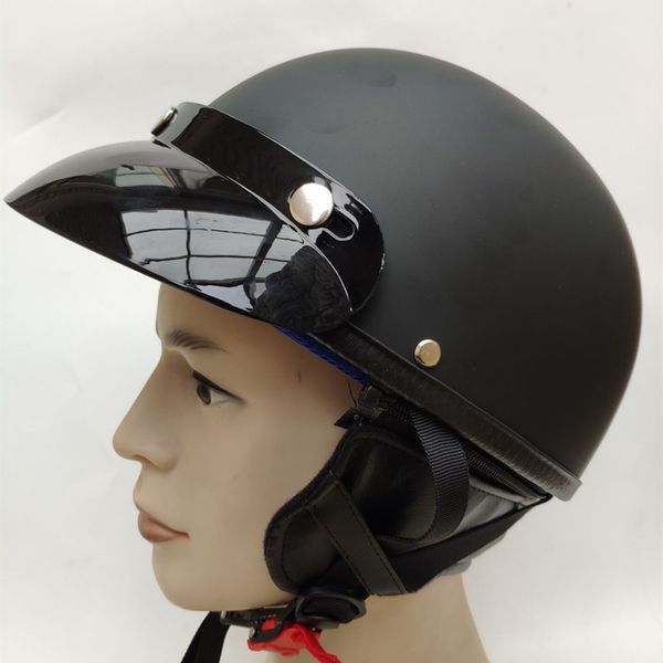 

1 pc motorcycle half helmet dot open face chopper cruiser bike skull cap s-xl 2019 moto motocross off road for mens