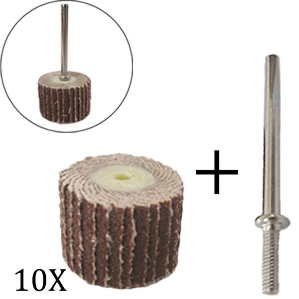 

10pcs/lot grinding head 10mm 240 grit + 3mm shank sanding paper shutter sandpaper wheel fine polishing wheel fp8