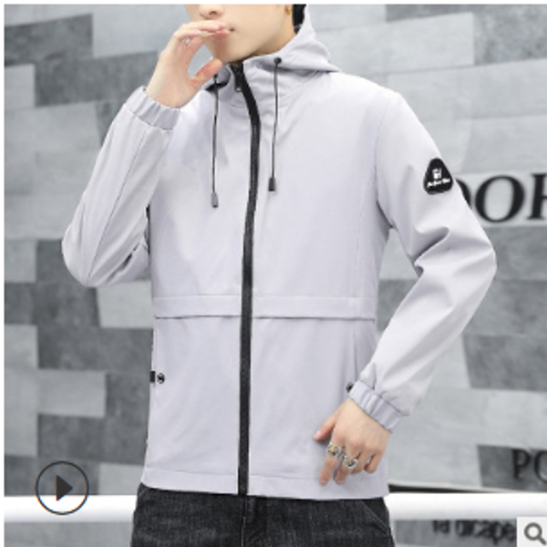 

men's spring and summer 2020 new men's thin section trend hooded jacket wild casual sports clothes clothing, Black;brown