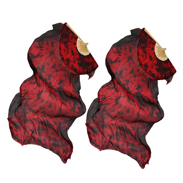 

1 pair left & right belly dance fan veil folk art bamboo veil silk for stage, Blue