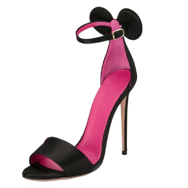 

2019 summer new fashion buckle buckle high heel women's sandals stiletto heels large size 34-46 yards, Black