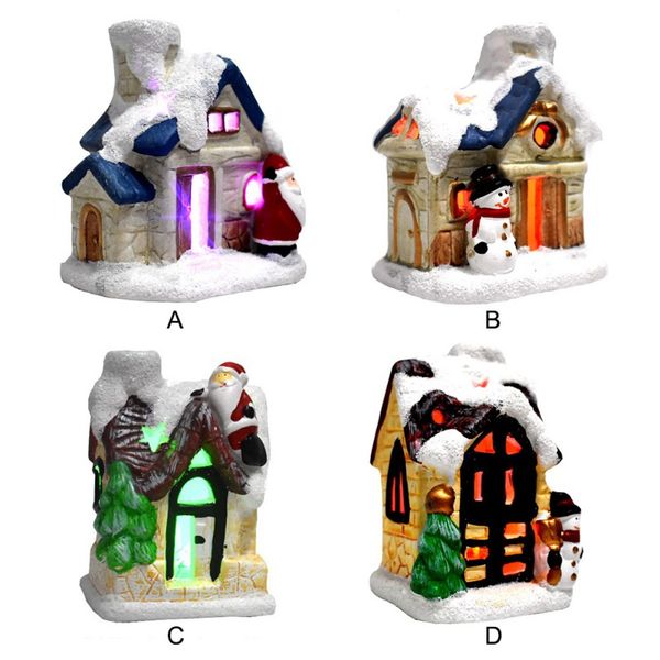 

resin christmas scene village houses town with clorful flashing led light battery operate christmas ornamnet