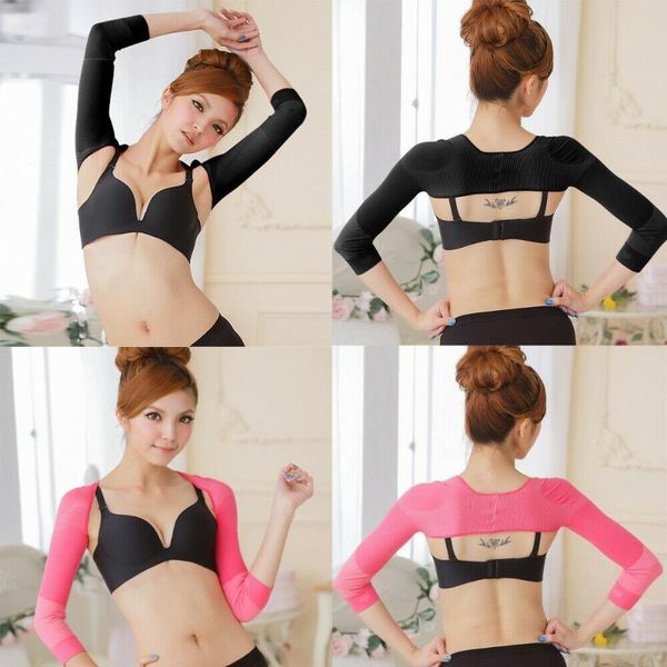 

women arm warms solid color long seamless arm high shaper slim upper sleeves ladies compression posture corrector, Blue;gray