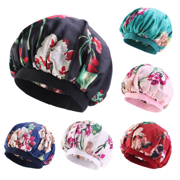 

2020 women long hair care satin bonnet cap night sleep hat