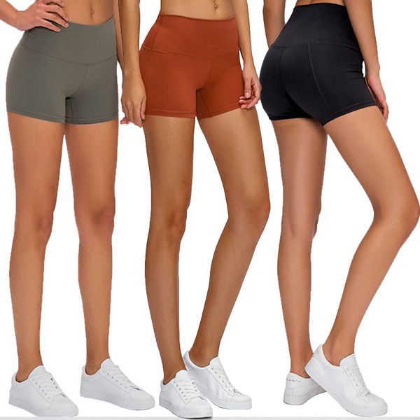 

yoga shorts lu solid color high waist women sports lady overall running shorts gym wear breeches leggings elastic fitness, White;red