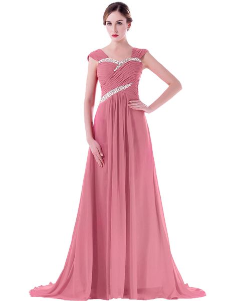 

2020 Bridesmaid Dresses Cheap Sweetheart With Cap Sleeve Ruffles Beading Long Floor Length Chiffon Custom Made Junior Bridesmaids Dress