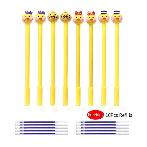 

8pcs/set funny black cat tassel glitter line friend gel pen korean cute whale animal flute pig badminton blue kawai stationery