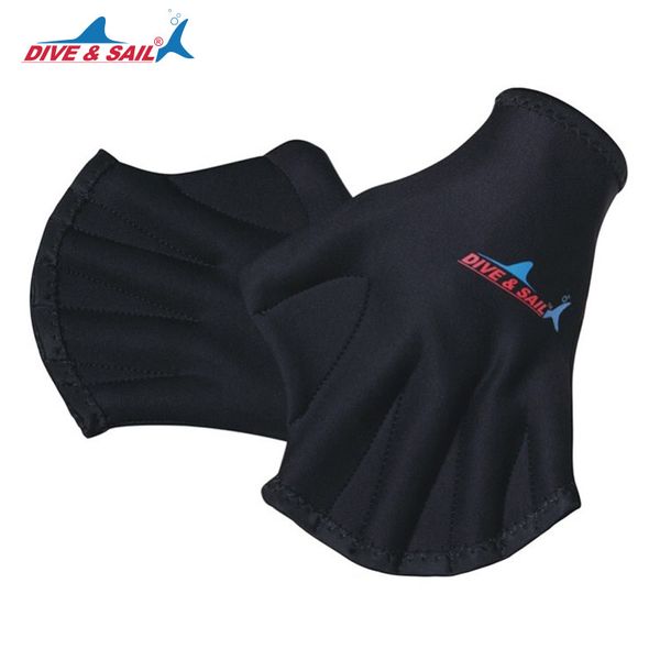 

dive&sail 2mm neoprene adults swimming webbed gloves swimming paddles black