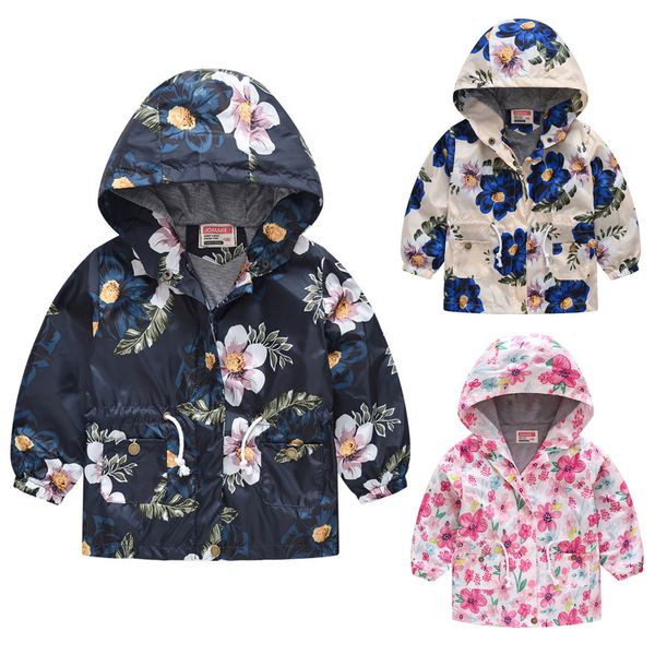 

малыш дети девочек детские куртки мальчиков цветочные печати zipper дети baby girl зимняя куртка девушки пальто мальчика детская одежда, Blue;gray