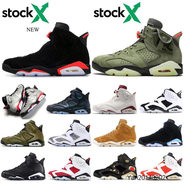 

new travis scotts x 6 6s men basketball shoes medium olive tinker black infrared cactus jack sport mens sneaker 7-13