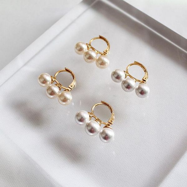 

2020 new earrings gold metal geometric champagne color circle pearl earrings for women girls party earings fashion jewelry gift, Golden;silver