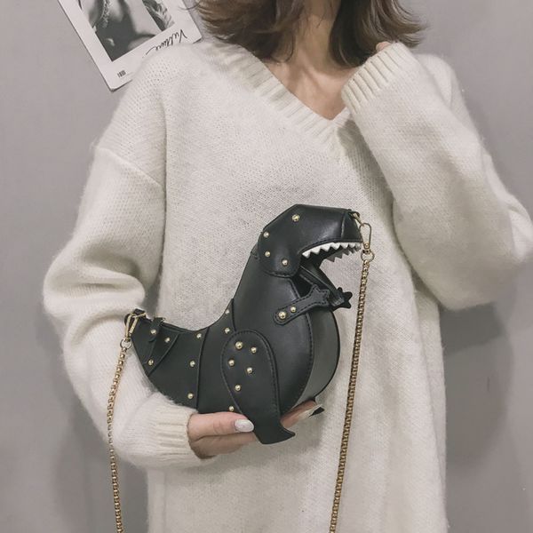 

women chain purse shoulder bag gift dinosaur design leather mini messenger bag