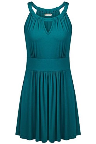 

nandashe women summer tunic tank casual solid keyhole empire waist cami, Black;gray