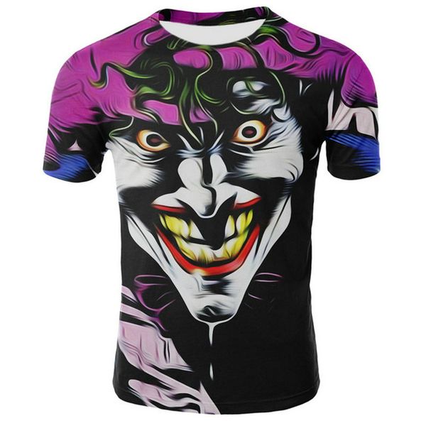 

2019 горячая распродажа джокер 3d печатная футболка мужчины женщины это клоун фильм ужасов случайные смешные футболки хип-хоп уличная футбол, White;black