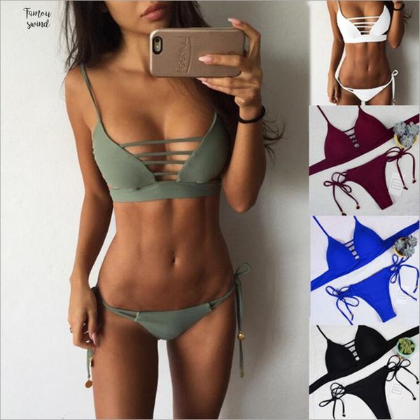

swimwear women bikini set hollow out swimsuit padded monokini halter femme bikinis trkinis maillot de bain thong, White;black